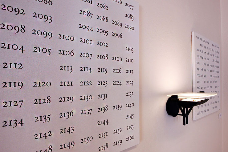 "Paolo Grassi – Painting with black numerical sequence 2086–2160, Municipal Council Hall, Losone"