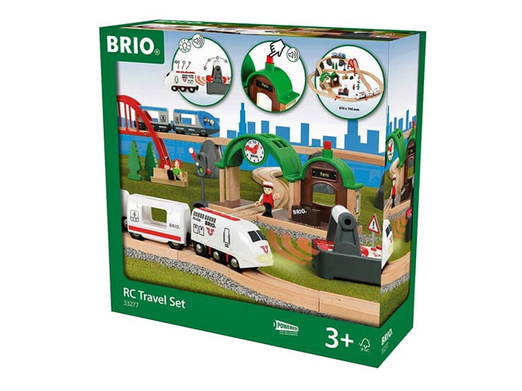 Bei der Bestellung im Onlineshop der-Wegweiser erhalten Sie das Holzeisenbahnset "RC Travel 44-teilig vom Hersteller Brio.