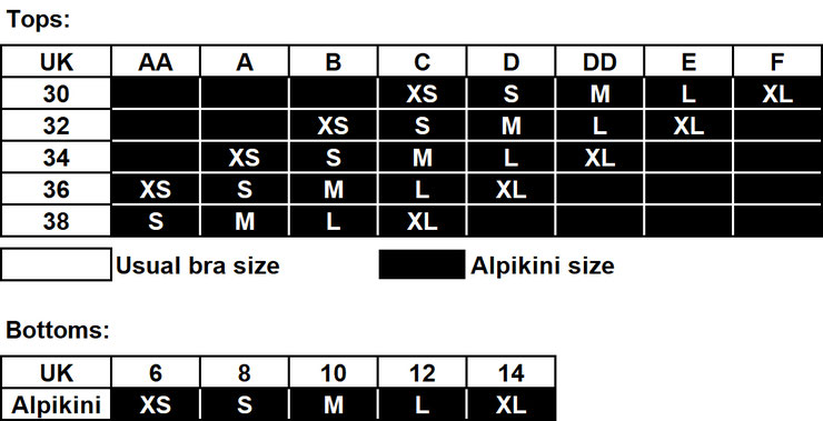 Alpikini - UK Sizing Table