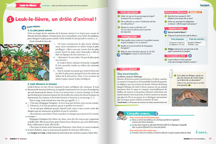 article lievre sauteur afrique manuel scolaire editions bordas francais cm1 education national pedagogique enquete