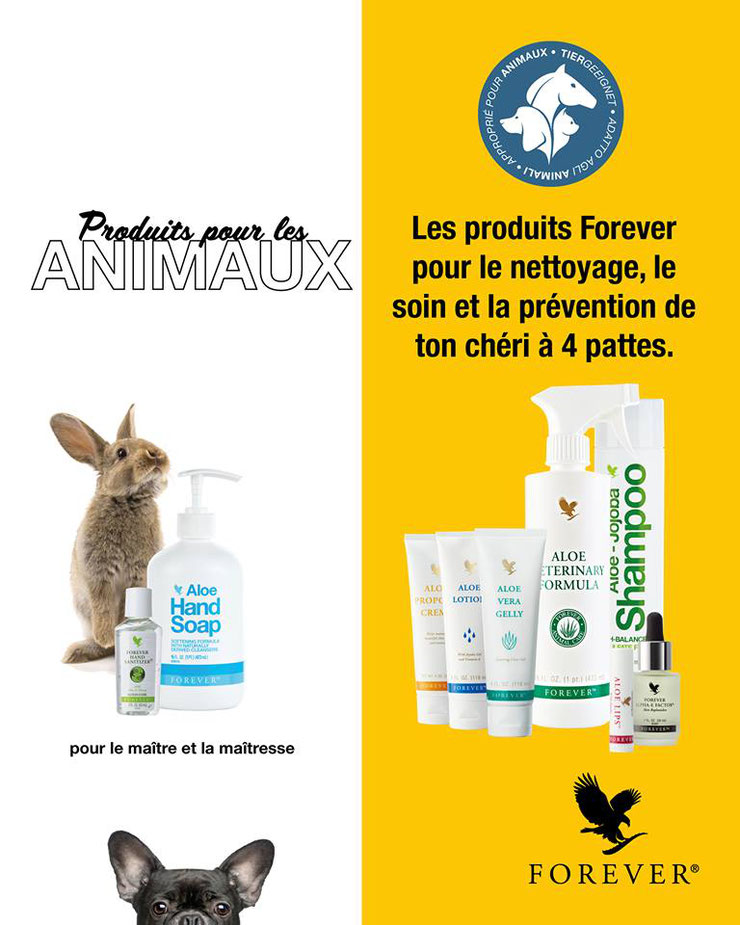 produits gamme forever aloe vera bien etre animal soin chat chien chevaux animaux domestique sante entretien poil 