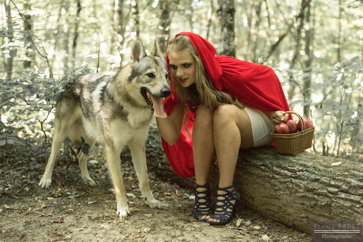 animaux shooting chien loups tchecoslovaques chaperon rouge modele femme fille photographe franck badet lyon tarare villefranche