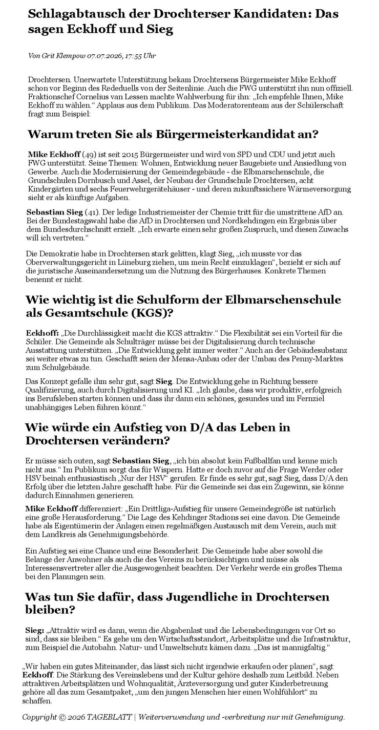 Stader Tageblatt vom 07.07.2026