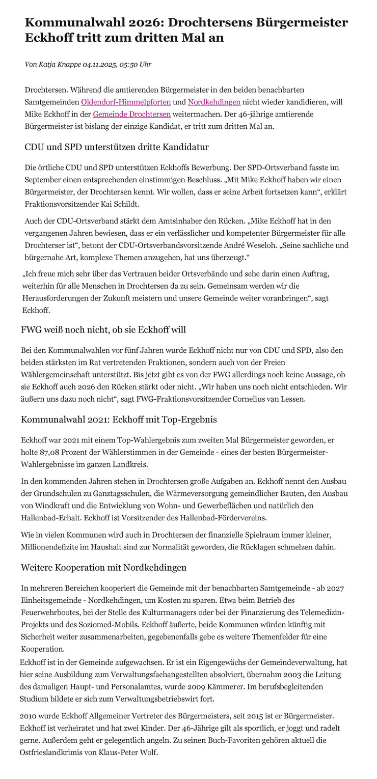 Stader Tageblatt vom 4.11.2025