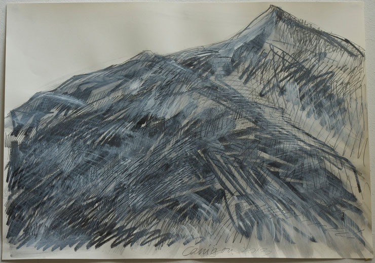 canigou /  pyrenées  2013    pencil  graphite  crayon  gouache on paper    50  x  70   cm