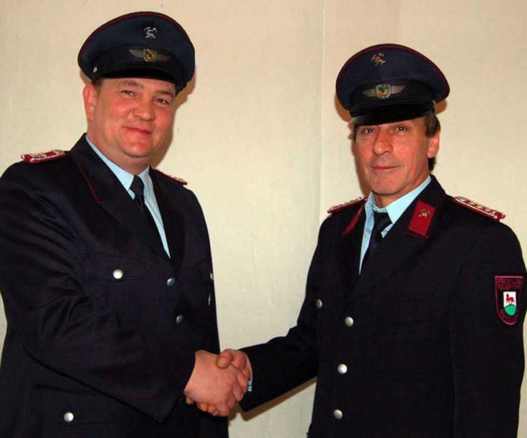 Löschmeister Matthias Bruns (links) und Wehrleiter Ralf Pfeifer †