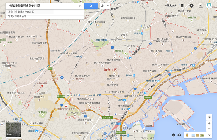 横浜市神奈川区の地図