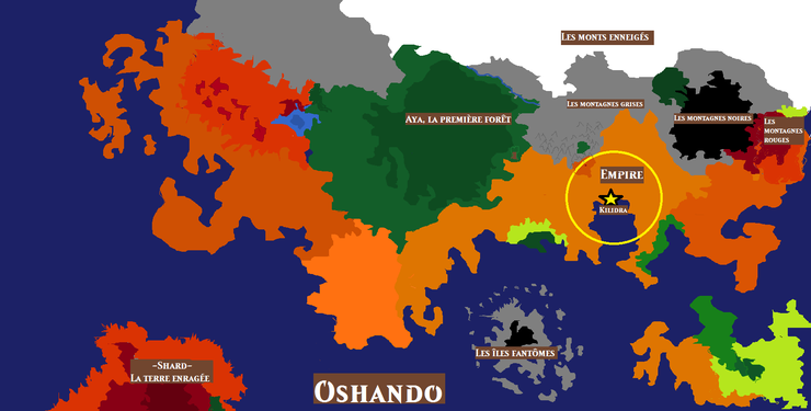Carte du monde d'Oshando (visuel provisoire et pas encore mis à jour)