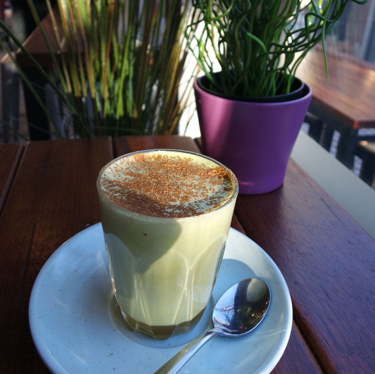 Matcha tea in a coffee shop