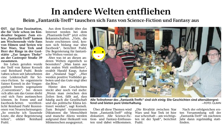 Artikel über unser erstes Treffen in der Recklinghäuser Zeitung am 13.11.2017