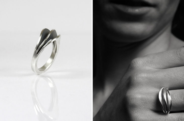 Agate Ring  - silver - Nelly Chemin -  contemporary jewelry    
