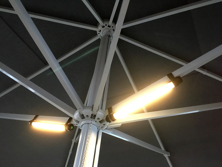 LED Licht für Sonnenschirme - TERRASSENPROFIS Informationsportal
