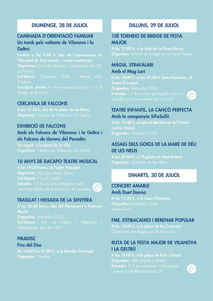 Programa de la Festa Major de Vilanova i la Geltru