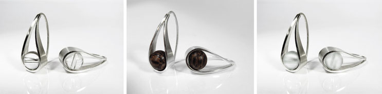 Earring Lascive  silver and pearl choice - black agate - Nelly Chemin - contemporary jewelry    