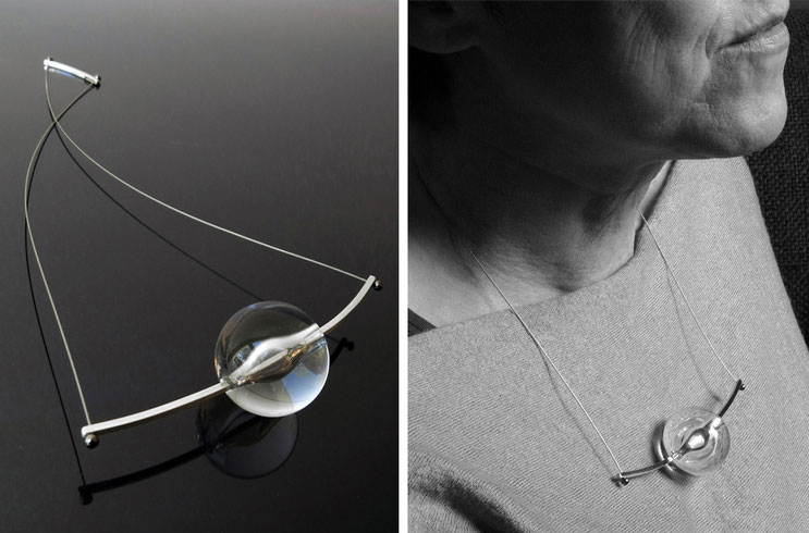   Collier Funambule - argent et plexiglas - Nelly Chemin - bijoux contemporains       