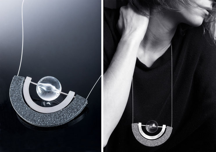 'Oxus' necklace - silver, corian and plexiglass - Nelly Chemin - bijoux contemporains       