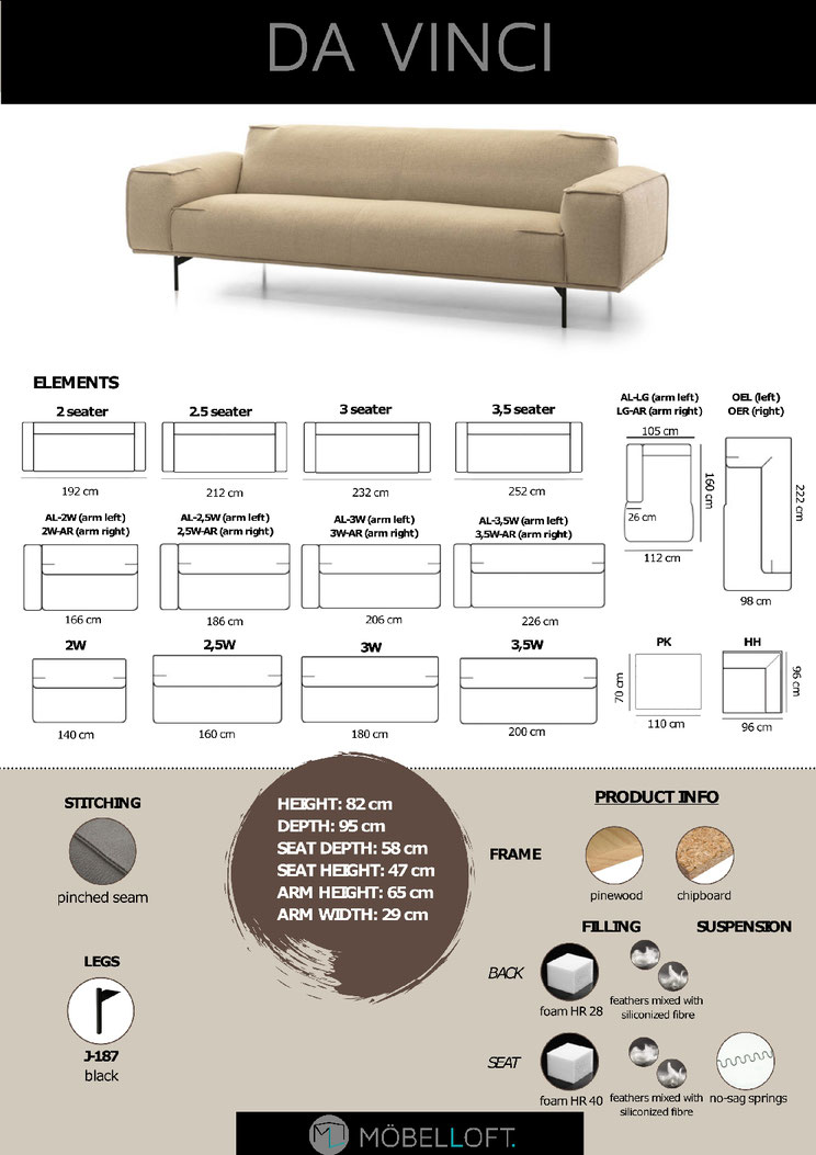 DAvinci Modulsofa zum selber Konfigurieren auf Maß von Einzel Sofa über Ecksofa bis Wohnlandschaft als hochwertiges und modernes Designersofa