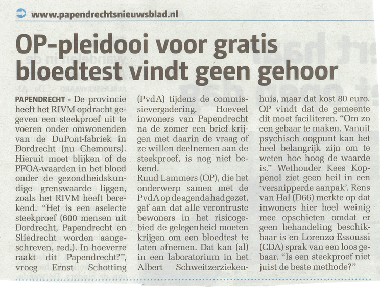 Artikel verschenen in het Papendrechts Nieuwsblad van 01 juni 2016