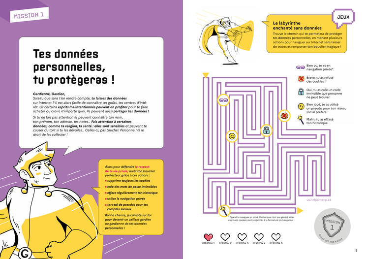 «Gardiens et gardiennes du numérique, tous en mission». «Les gardiens du numérique». PDF gratuit. Réseaux sociaux. Cyberharcèlement. Jeux vidéos. Désinformation. Adolescents. Outils gratuits.