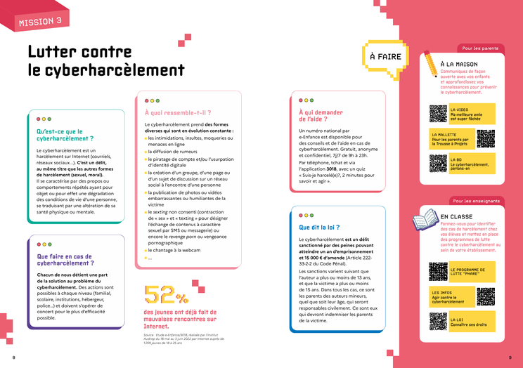 «Gardiens et gardiennes du numérique, tous en mission». «Les gardiens du numérique». PDF gratuit. Réseaux sociaux. Cyberharcèlement. Jeux vidéos. Désinformation. Adolescents. Outils gratuits.