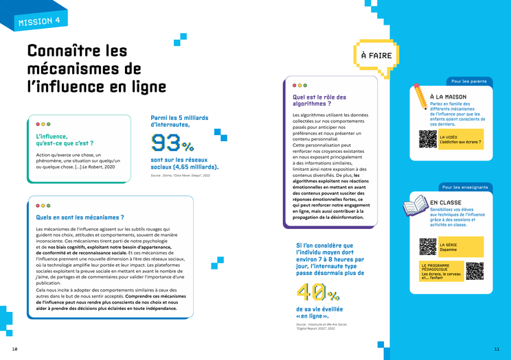 «Gardiens et gardiennes du numérique, tous en mission». «Les gardiens du numérique». PDF gratuit. Réseaux sociaux. Cyberharcèlement. Jeux vidéos. Désinformation. Adolescents. Outils gratuits.