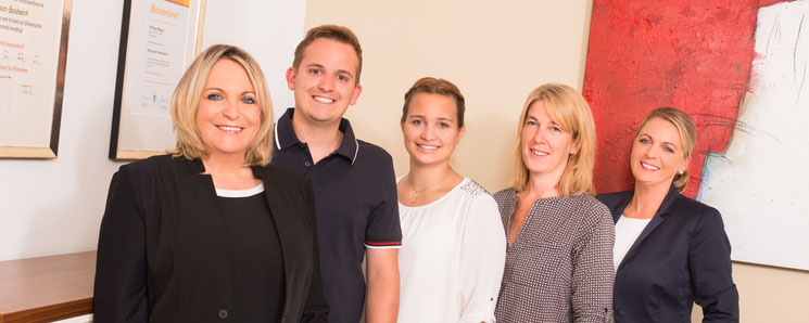 Unser Büro-Team: Brigitte Weber, Philipp Weber, Jessyka Schneider, Ingrid Kracker, Anja Weber