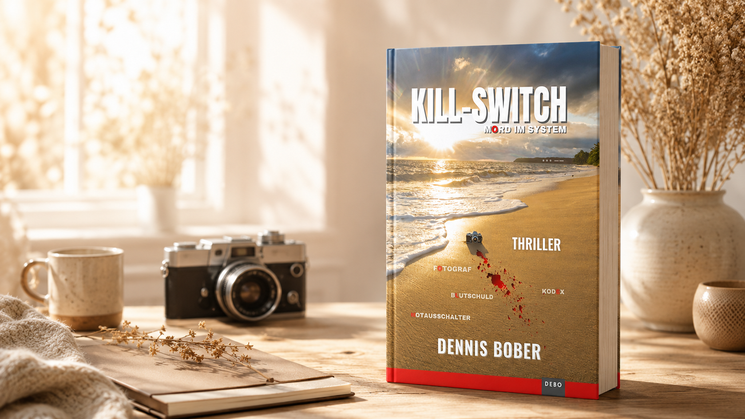 Spannendes Thriller Buch. Buchcover des Thrillers „KILL-SWITCH – Mord im System“ von Dennis Bober, ein düsterer Thriller über ein verborgenes System, Kontrolle und tödliche Entscheidungen.
