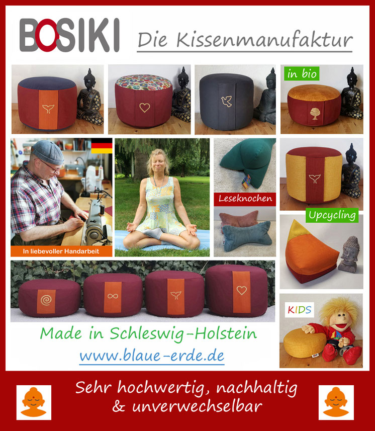 Hochwertige Meditationskissen & Yogakissen - Echte Manufakturware aus Schleswig-Holstein - 26 Jahre Erfahrung - Sehr nachhaltig & unverwechselbar.