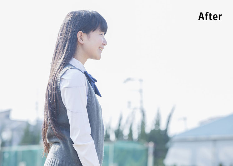 家族カウンセリングの効果で明るく将来に目を向けることができた女子学生の横顔