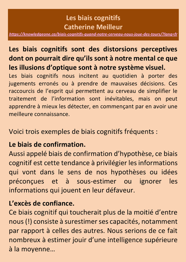 30 biais cognitifs. PDF gratuit.