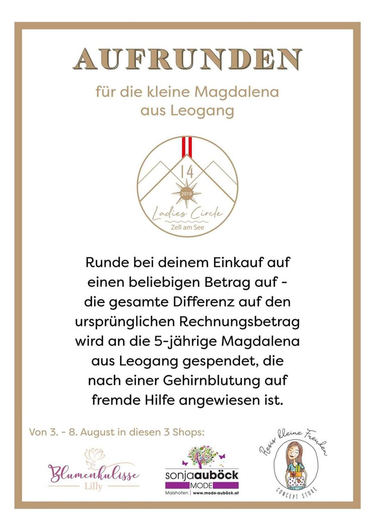 Unser Flyer für die Charity Night und das zugehörige "Aufrunden" 