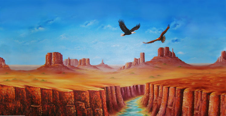 Adler - Monument Valley - Colorado-River - Öl-Gemälde