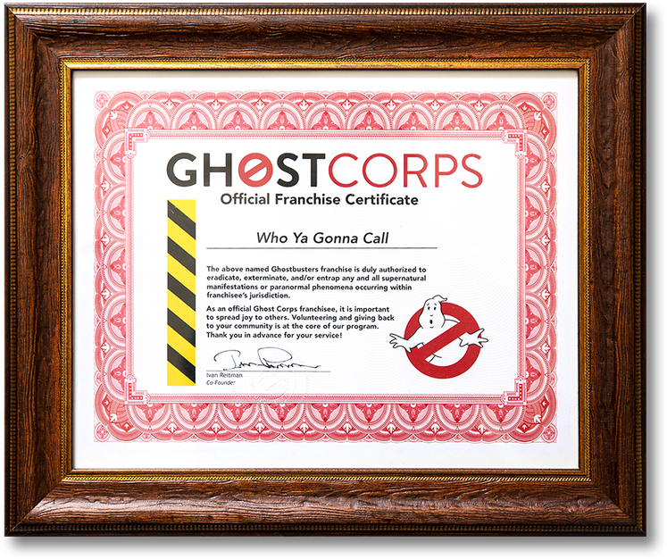 Ghostcorps Official Franchise Certificate Who Ya Gonna Call Ivan Reitman WhoYaGonnaCall modellbaubert shinzo original Ghostbusters