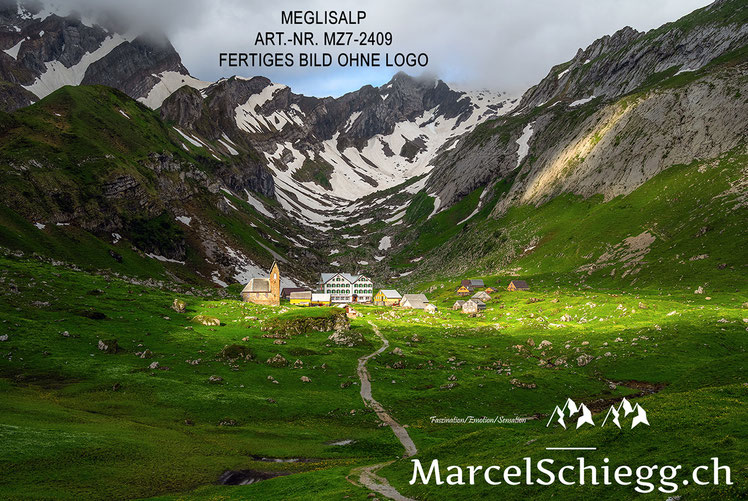Marcel Schiegg, Marcel Schiegg Fotografie, Wandbild, Meglisalp, Alpstein, Berggasthaus Meglisalp