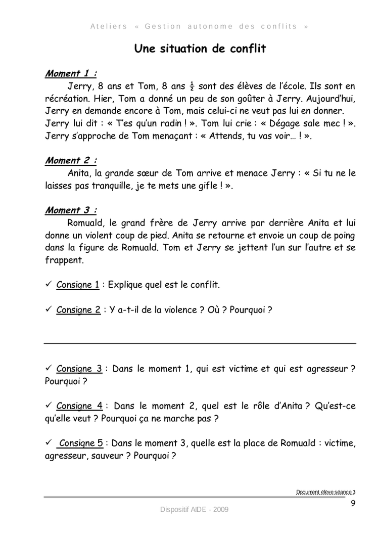 Résolution de conflits en classe. Harcèlement. Messages clairs. Compétences psychosociales. Communication NonViolente. CPS. CNV. PDF gratuit.