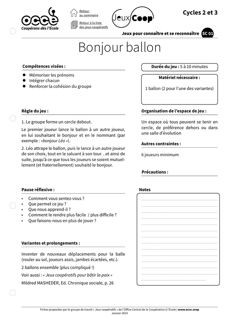 Classeur de jeux de coopération. Jeux coopératifs gratuits. PDF gratuit. OCCE. Confiance en soi. Entraide. Connaissance de soi. CPS. Compétences psychosociales. Philosophie pour enfants.