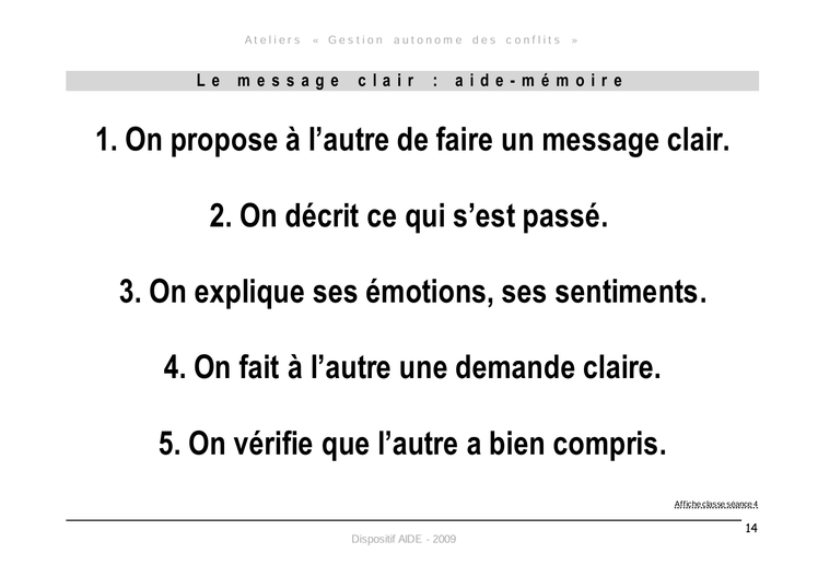 Résolution de conflits en classe. Harcèlement. Messages clairs. Compétences psychosociales. Communication NonViolente. CPS. CNV. PDF gratuit.
