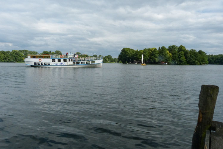 Im See gibt es eine Insel. Auf dem Ausflugsschiff "Hertha" wurde der Fußballverein Hertha BSC 1892 gegründet.