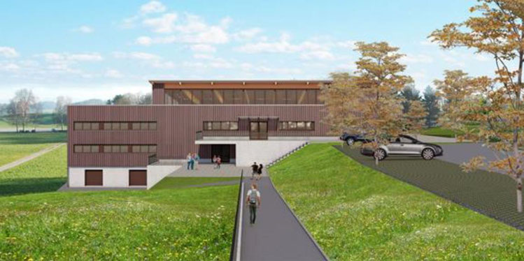 Aussenansicht der geplanten Dreifachhalle. Bild: Medienmitteilung Gemeinderat Gossau ZH