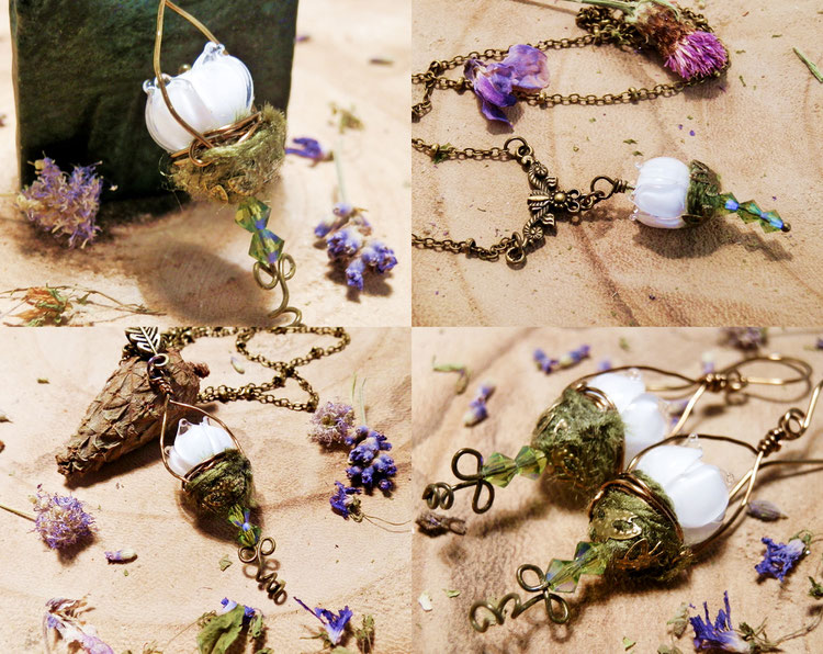 unieke handgemaakte Outlander sieraden, flower lantern druid