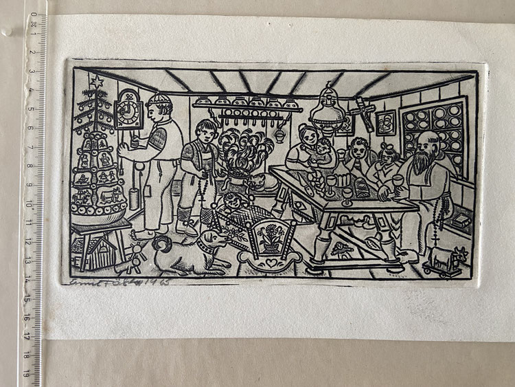 Emil Fässler, Kunsthandwerk, Appenzell, Marcel Schiegg, Radierung, Marcel Schiegg, Appenzellerland, Sattleli, Antik, verkaufe, Flohmarkt, Fundgrube