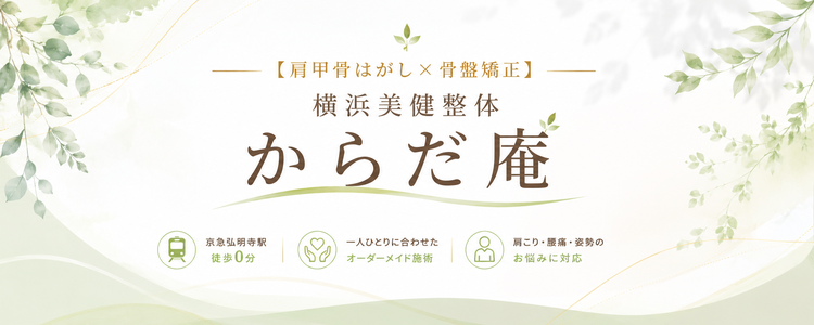 横浜美健整体からだ庵は神奈川県横浜市南区弘明寺の整体院、肩甲骨はがし×骨盤矯正で猫背・反り腰などの姿勢改善に特化した整体