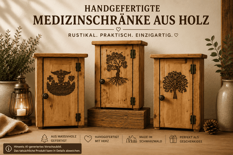 Handgefertigte Hängeschränke & Medizinschränke aus Holz im Landhausstil und Schwarzwaldstil 