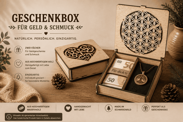 Geschenkdose, Schmuckdose,  Geschenkleisten mit Reagenzglas Geschenkideen aus Holz