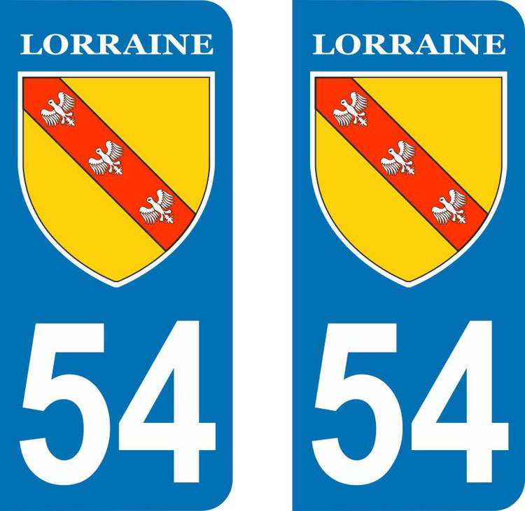 Supstick 4 Stickers Autocollants Plaques Immatriculation Auto Dept 57 Lorraine Bleu Clair Angles Carrés