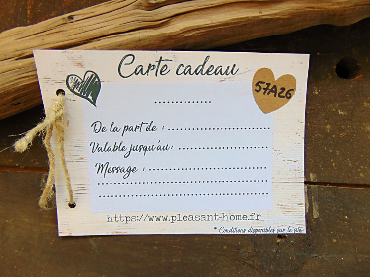Carte cadeau à personnaliser, utilisable sur tout le site Sacs & déco