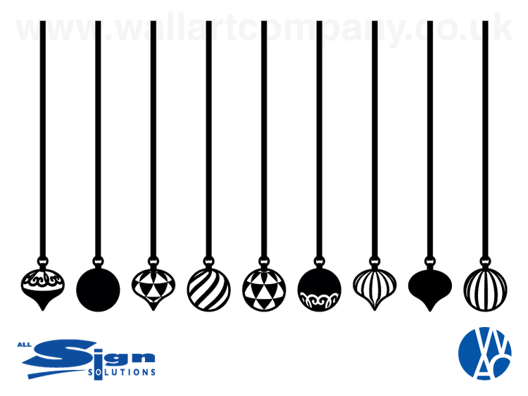 Festive Holiday Baubles Sticker Decal Vinyl Wall Art Company