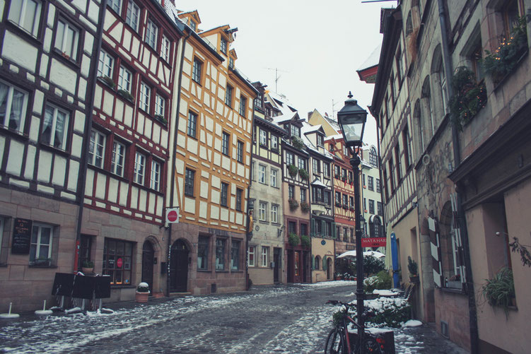 Nuremberg Germany ofpenguinsandelephants of penguins & elephants Weißgerbergasse old houses half timbered houses