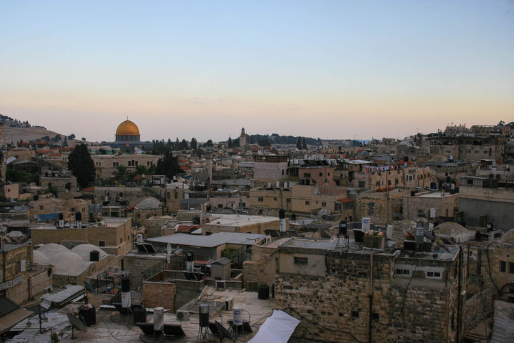 Jerusalem Israel ofpenguinsandelephants of penguins & elephants Ramparts walk view dome of the rock