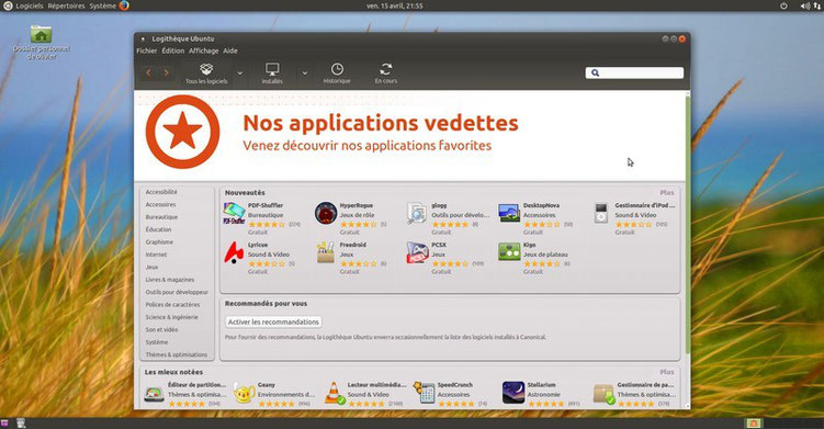 Télécharger vos applications gratuites dans la logithèque d'Ubuntu.